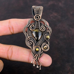 Chiastolite Pendant Copper Wire Wrapped Pendant Real Gemstone Pendant Copper Wire Jewelry Handmade Pendant Chiastolite Jewelry Gift For Her