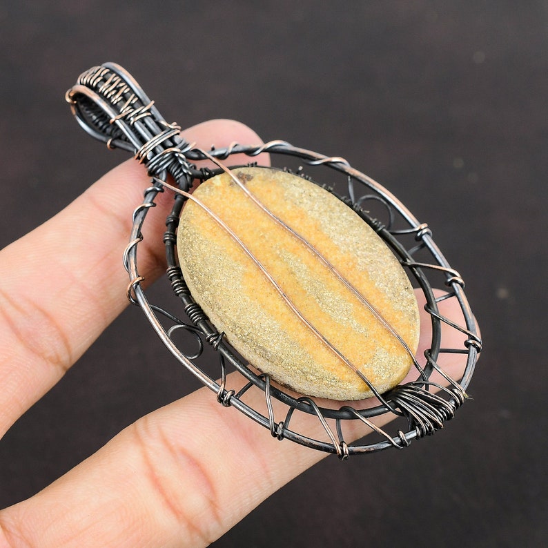 Tree Of Life Psilomelane Dendrite Pendant Copper Wire Wrapped Pendant Handmade Jewelry Gemstone Pendant Gift For Her Copper Wire Jewelry
