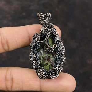 Dragon Bloodstone Pendant Copper Wire Wrapped Gemstone Pendant Handmade Pendant Gift For Mom Copper Wire Wrap Jewelry Unique Design Pendants