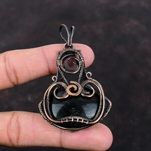 Silver Sheen Obsidian Pendant Copper Wire Wrapped Pendant Handmade Jewelry Gemstone Pendant Brand New Pendant Copper Jewelry Gift For Mother