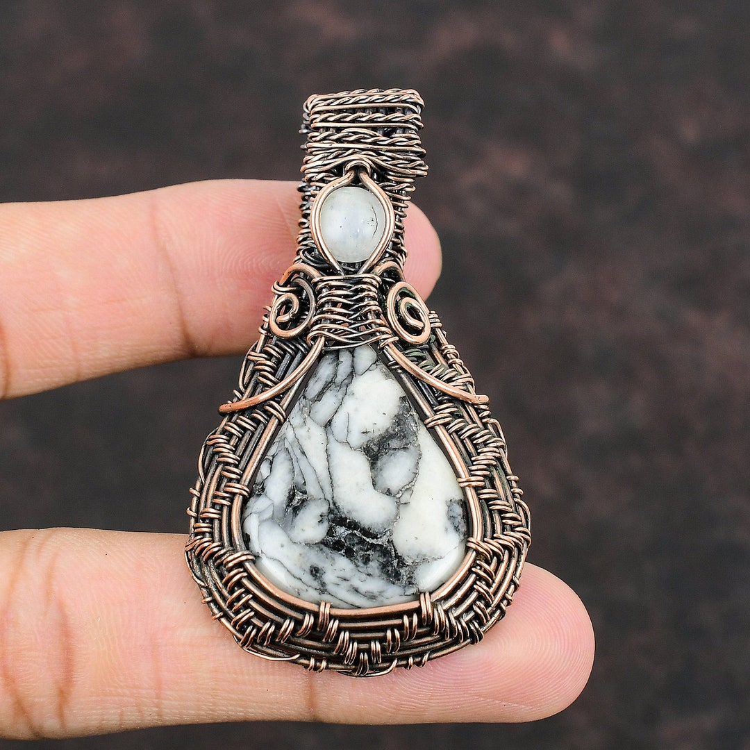Pinolith Jasper Pendant Copper Wire Wrapped Gemstone Pendant Handmade ...