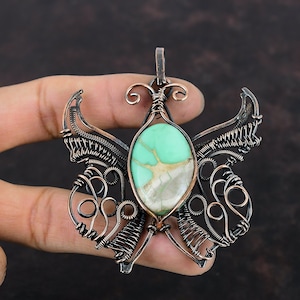Variscita colgante alambre de cobre envuelto colgante hecho a mano colgante variscita joyería mariposa piedra preciosa colgante regalo para su joyería de alambre de cobre
