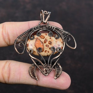 Asteroid Jasper Gemstone Pendant Copper Wire Wrapped Pendant Handmade Tortoise Pendant Wire Wrap Jewelry Gift For Mom Amazing Copper Jewelry