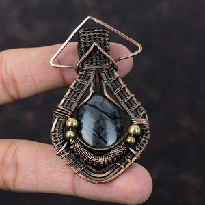 Picasso Jasper Pendant Copper Wire Wrapped Pendant Handmade Jewelry Top Quality Gemstone Pendant Picasso Jasper Copper Jewelry Wedding Gift