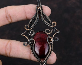 Red Fire Labradorite Pendant Copper Wire Wrapped Pendant Handmade Copper Jewelry Gemstone Pendant Beautiful Wire Wrap Jewelry Gift For Women