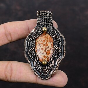 Asteroid Jasper Pendant Copper Wire Wrapped Pendant Handmade Boho Pendant Copper Jewelry Women&#39;s Special Gift Wire Wrapped Gemstone Jewelry