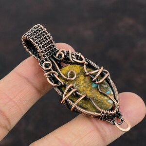 Spiny Oyster Copper Turquoise Pendant Copper Wire Wrapped Pendant Gemstone Jewelry Handmade Pendant Designer Copper Pendant Gift For Women image 4