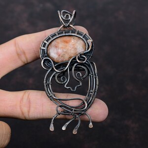 Sunstone Gemstone Pendant Copper Wire Wrapped Pendant Unique Pendant Sunstone Jewelry Handmade Pendant Wedding Gift Copper Wire Wrap Jewelry