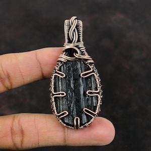 Black Tourmaline Rough Pendant Copper Wire Wrapped Pendant Handmade Wire Wrap Jewelry Amazing Pendant Gemstone Copper Jewelry Gift For Wife