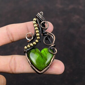 Green Fire Labradorite Pendant Copper Wire Wrapped Pendant Handmade Boho Pendant Copper Wire Jewelry Beautiful Gemstone Pendant Gift For Her