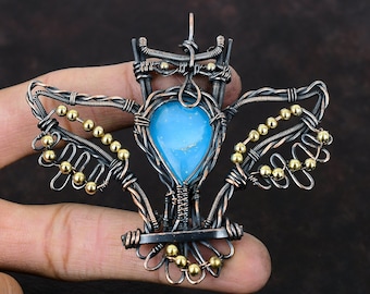 Smithsonite Pendant Copper Wire Wrapped Pendant Owl Gemstone Pendant Handmade Copper Jewelry Gift For Women Wire Wrapped Smithsonite Jewelry