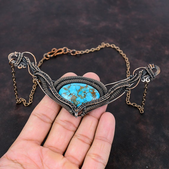 Tibetan Turquoise Necklace Copper Wire Wrapped Necklace Gemstone Copper Jewelry Adjustable Chain Necklace Handmade Necklace Gift for Women Etsy Canada