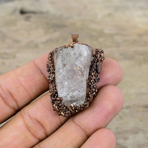 White Topaz Rough Pendant Electroformed Copper Pendant Natural Gemstone Pendant Copper Jewelry Gift For Women Handmade Electroformed Jewelry