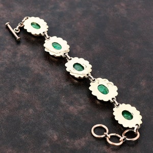 Facetterad zambisk smaragdarmband koppararmband ädelstenssmycken justerbar kedja armband kopparsmycken handgjort armband present till mor bild 3