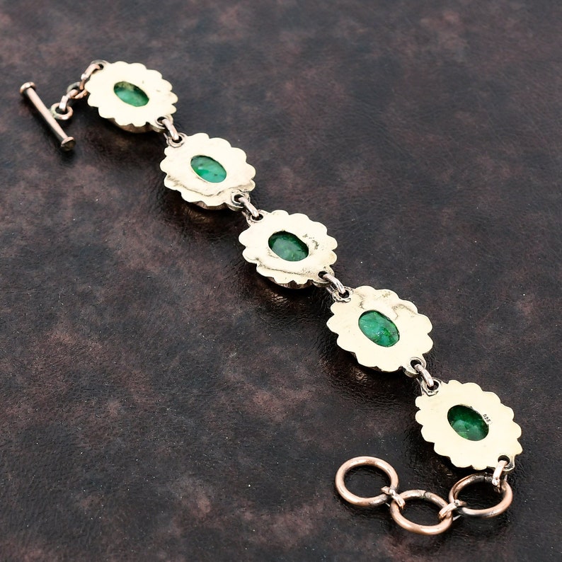 Facetterad zambisk smaragdarmband koppararmband ädelstenssmycken justerbar kedja armband kopparsmycken handgjort armband present till mor bild 3