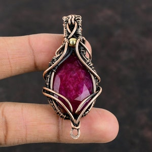 Faceted Kashmir Ruby Pendant Copper Wire Wrapped Pendant Handmade Pendant Copper Wire Jewelry Gemstone Pendant Gift For Her Designer Pendant