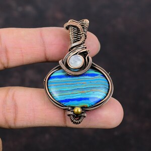 Regenbogen Calsilica Edelstein Anhänger Kupferdraht Gewickelt Anhänger Regenbogen Mondstein Anhänger Kupferdraht Schmuck Geschenk Für Frau Handgemachter Anhänger