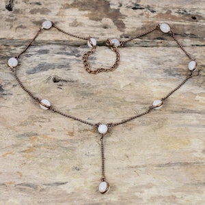 Rainbow Moonstone Necklace Electroformed Copper Necklace Adjustable Chain Necklace Electroformed Jewelry Handmade Necklace Gemstone Jewelry