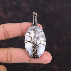 Tree Of Life Dendrite Opal Pendant Copper Wire Wrapped Pendant Gemstone Jewelry Tree Of Life Pendant Handmade Copper Jewelry Gift For Women