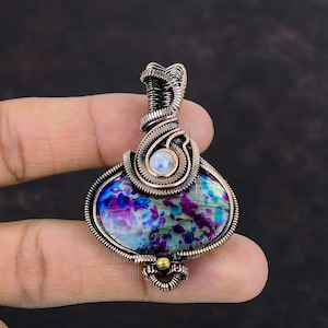 Multi Feuer Labradorit Anhänger Kupferdraht gewickelt Schmuck Regenbogen Mondstein Anhänger Edelstein Kupfer Anhänger Geschenk für sie handgemachte Anhänger