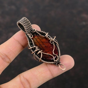 Red Fire Labradorite Pendant Copper Wire Wrapped Pendant Handmade Copper Jewelry Natural Gemstone Pendant Wire Wrapped Jewelry Gift For Her image 4