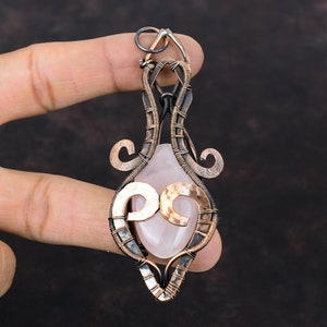Rose Quartz Pendant Copper Wire Wrapped Jewelry Unique Pendant Rose Quartz Jewelry Handmade Copper Pendant For Gift Natural Gemstone Pendant