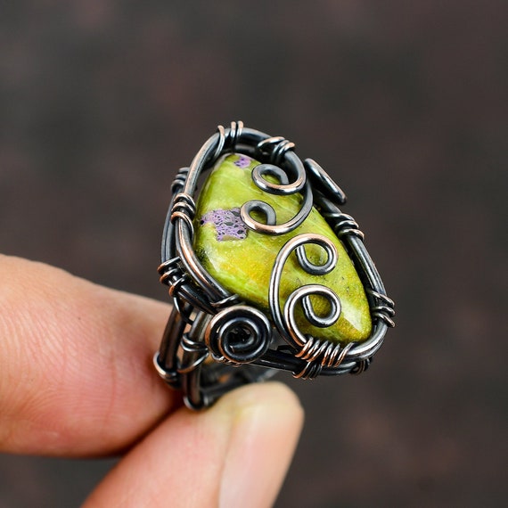 Wire Wrapped Sterling or Copper Ring in Choice of Stone - Handmade Jewelry  & Candles - WV3 Designs