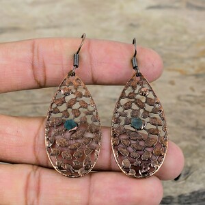 Chrome Diopside Rough Earring Electroformed Copper Earrings Real Gemstone Copper Jewelry Handmade Earring Gift For Her Electroformed Jewelry
