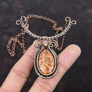 Asteroid Jasper Necklace Copper Wire Wrapped Necklace Adjustable Necklace Handmade Necklace Copper Wire Wrap Gemstone Jewelry Wedding Gift