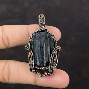 Black Tourmaline Rough Pendant Copper Wire Wrapped Pendant Beautiful Copper Jewelry Handmade Ethnic Style Pendant Gemstone Pendant For Gift