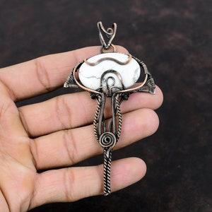 Howlite Copper Pendant Copper Wire Wrapped Jewelry Handmade Pendant Gemstone Pendant Wire Wrapped Pendant Howlite Jewelry Anniversary Gifts