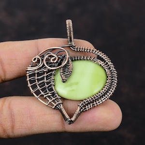 Serpentine Pendant Copper Wire Wrapped Jewelry Gemstone Pendant Serpentine Jewelry Handmade Pendant Copper Wire Wrapped Pendant Wedding Gift