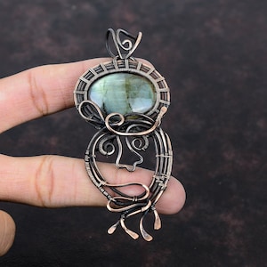 Labradorite Pendant Copper Wire Wrapped Pendant Handmade Jewelry Gemstone Pendant Birthstone Pendant Gift For Her Copper Wire Wrap Jewelry