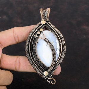 Dendrite Opal Pendant Copper Wire Wrapped Pendant Birthstone Pendant Dendrite Opal Gemstone Jewelry Handmade Pendant Copper Jewelry For Gift