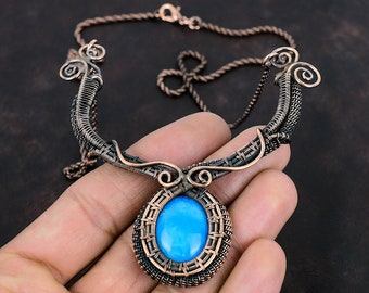 Smithsonite Necklace Copper Wire Wrapped Necklace Handmade Copper Jewelry Original Gemstone Necklace Gifts For Friend Wire Wrapped Jewelry