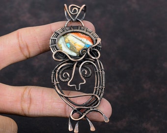 Spiny Oyster Kupfer Türkis Anhänger Kupferdraht Eingewickelt Edelstein Schmuck Handgemachtes Wire Wrap Anhänger Antikes Kupfer Anhänger Geschenk für Frauen