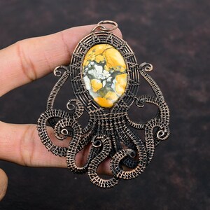 Maligano Jasper Pendant Copper Wire Wrapped Pendant Octopus Pendant Gemstone Jewelry Brand New Pendant Gift For Her Handmade Copper Jewelry
