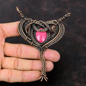 Thulite Pendant Copper Wire Wrapped Pendant Top Quality Gemstone Pendant Handmade Copper Jewelry Birthstone Pendant Thulite Jewelry For Gift