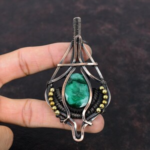 Faceted Zambian Emerald Pendant Copper Wire Wrapped Pendant Handmade Copper Jewelry Stylish Pendant Gift For Her Wire Wrap Gemstone Jewelry
