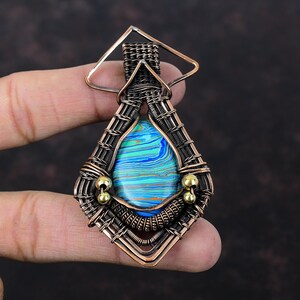 Regenbogen Calsilica Anhänger Kupferdraht Gewickelt Anhänger Handgemachter Anhänger Kupfer Schmuck Edelstein Anhänger Wire Wrapping Schmuck Geschenk Für Frauen