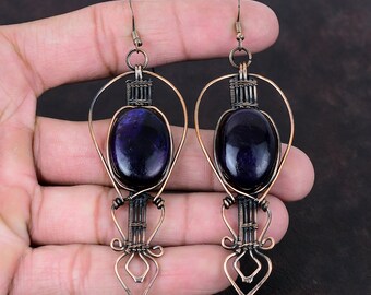Purple Fire Labradorite Earring Copper Wire Wrapped Earrings Elegant Earring Copper Jewelry Gemstone Earring Handmade Jewelry Gift For Women