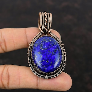 Lapis Lazuli Pendant Copper Wire Wrapped Gemstone Pendant Lapis Lazuli Jewelry Handmade Copper Wire Wrap Jewelry Wedding Gift Healing Stone