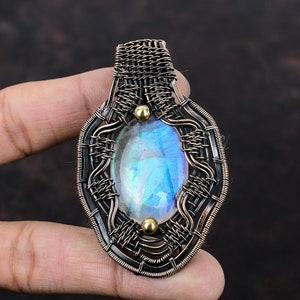 Regenbogen Mystic Opal Anhänger Kupferdraht Gewickelt Anhänger Handgemachte Ethnische Anhänger Erstaunlich Kupfer Schmuck Echter Edelstein Anhänger Verlobungsgeschenk