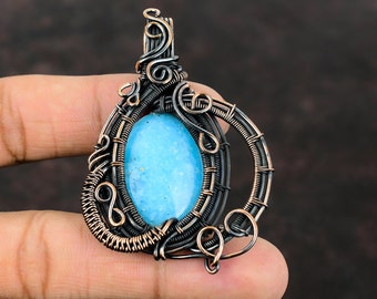 Smithsonite Pendant Copper Wire Wrapped Pendant Smithsonite Gemstone Jewelry Elegant Pendant Handmade Pendant Copper Jewelry Gift For Women