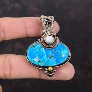 Arizona Turquoise Copper Pendant Copper Wire Wrapped Jewelry Handmade Gemstone Pendant Wire Wrapped Rainbow Moonstone Pendant Gift For Her