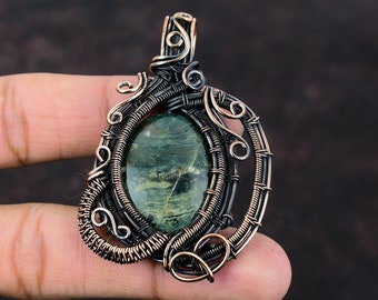 Ocean Jasper Pendant Copper Wire Wrapped Pendant Unique Pendant Genuine Gemstone Jewelry Handmade Ethnic Pendant Gift For Him Copper Jewelry