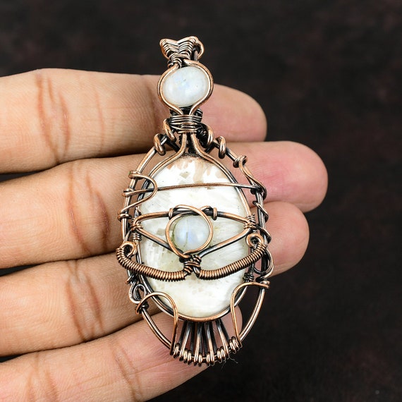 Evil Eye Scolecite Copper Wire Wrapped Gemstone Pendant - Etsy