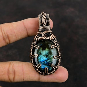 Labradorite Pendant Copper Wire Wrapped Pendant Natural Gemstone Pendant Copper Jewelry Handmade Pendant Gift For Women Labradorite Jewelry