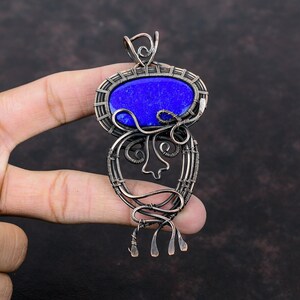 Lapis Lazuli Pendant Copper Wire Wrapped Pendant Handmade Unique Pendant Copper Jewelry Real Gemstone Pendant Lapis Lazuli Jewelry For Gift