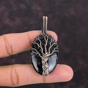 Tree Of Life Nuummite Pendant Copper Wire Wrapped Pendant Tree Of Life Jewelry Handmade Antique Pendant Gemstone Copper Jewelry Gift For Her